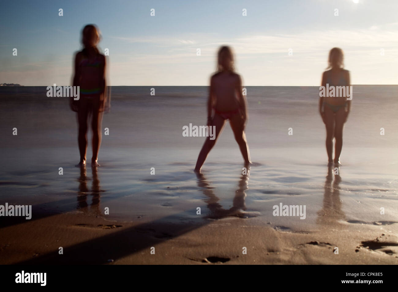 Little Girls Standing On The Beach El Puerto De Santa Maria Spain Stock Photo Alamy