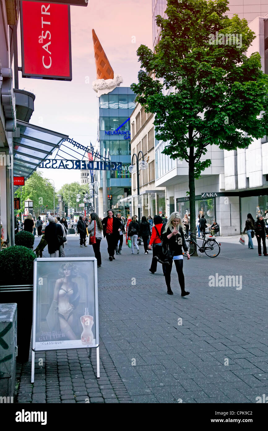 Downtown Shopping Street in Cologne;Germany;Europe Stock Photo - Alamy