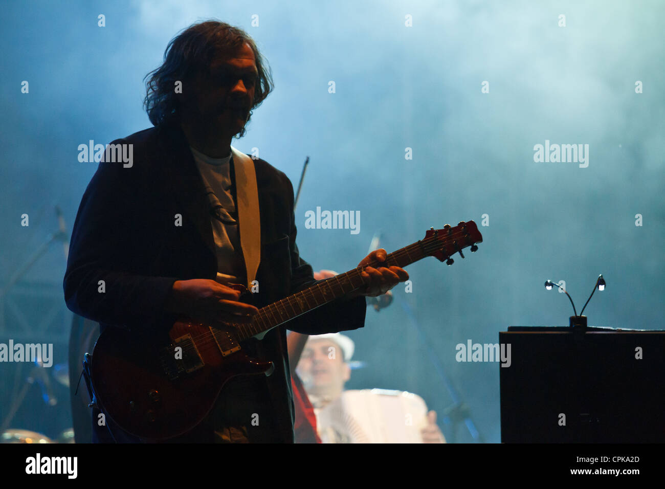 Emir Kusturica & The No Smoking Orchestra on stage, Katowice, Poland. Stock Photo