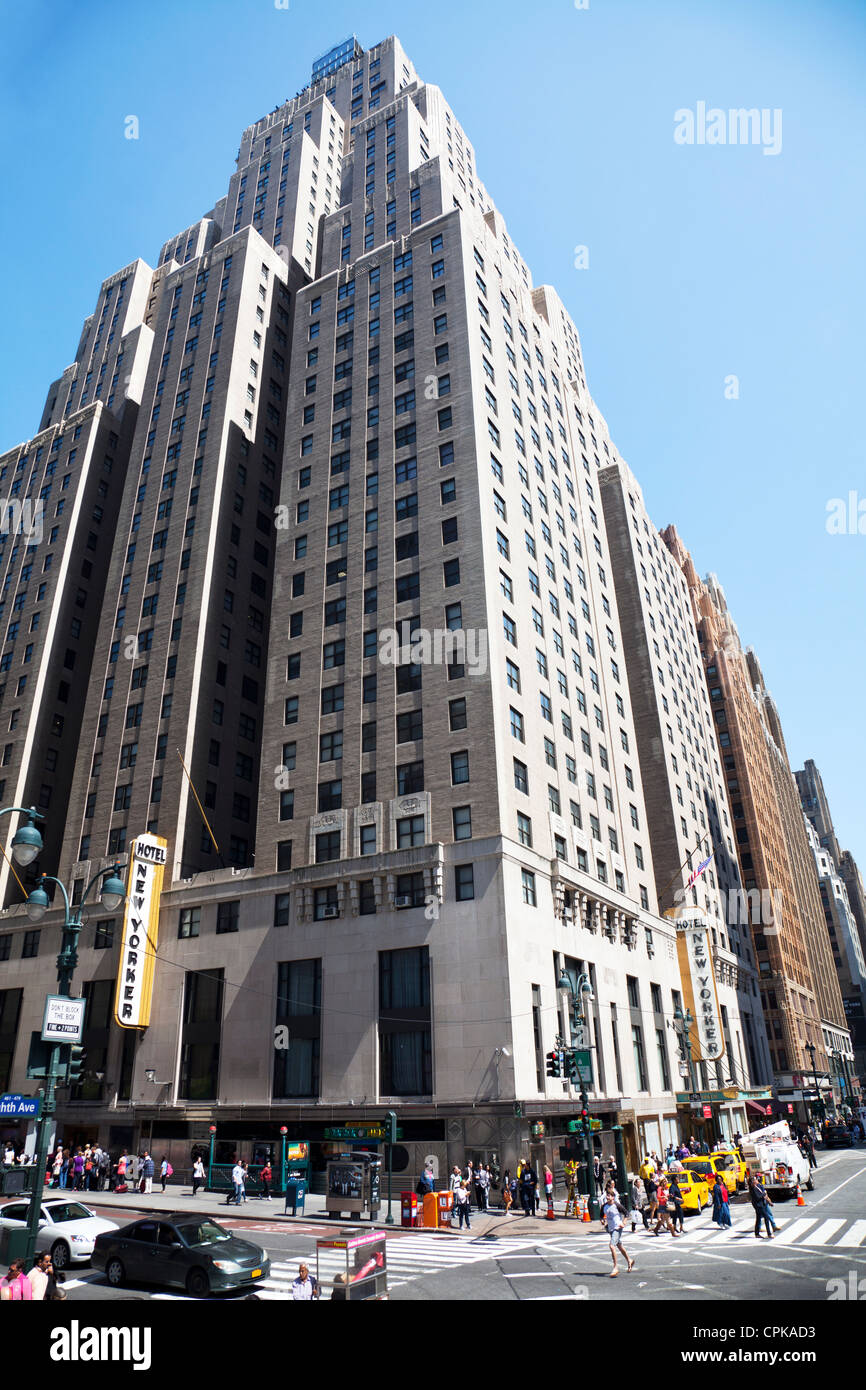 The New Yorker Hotel on 8th Avenue as seen from 34th street, NYC, USA Street view iconic place to stay Stock Photo