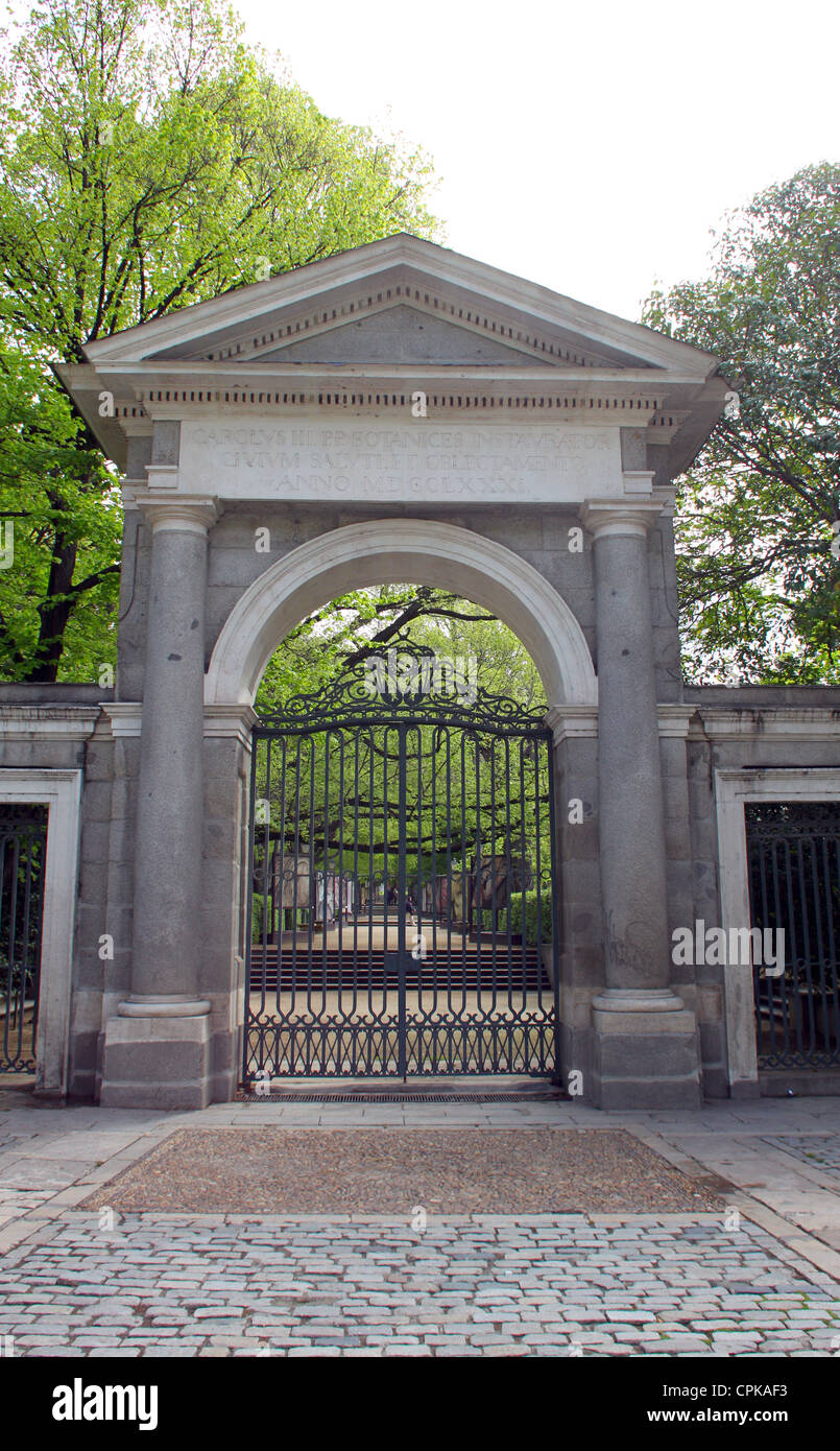 Entrance of botanical garden in Madrid, Spain (Real Jardin Botanico) Stock Photo