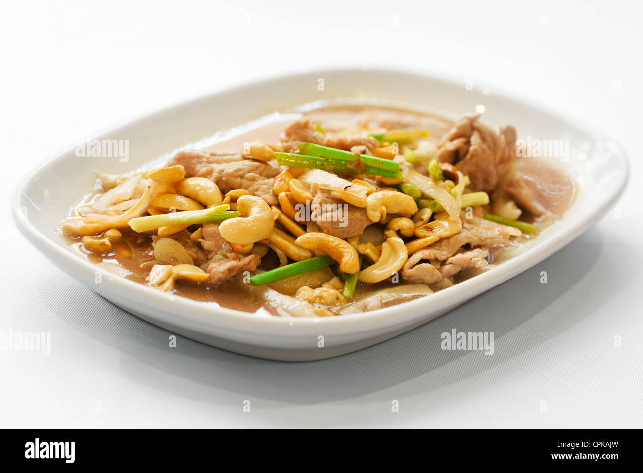 Traditional thai food, beef and cashew nuts Stock Photo