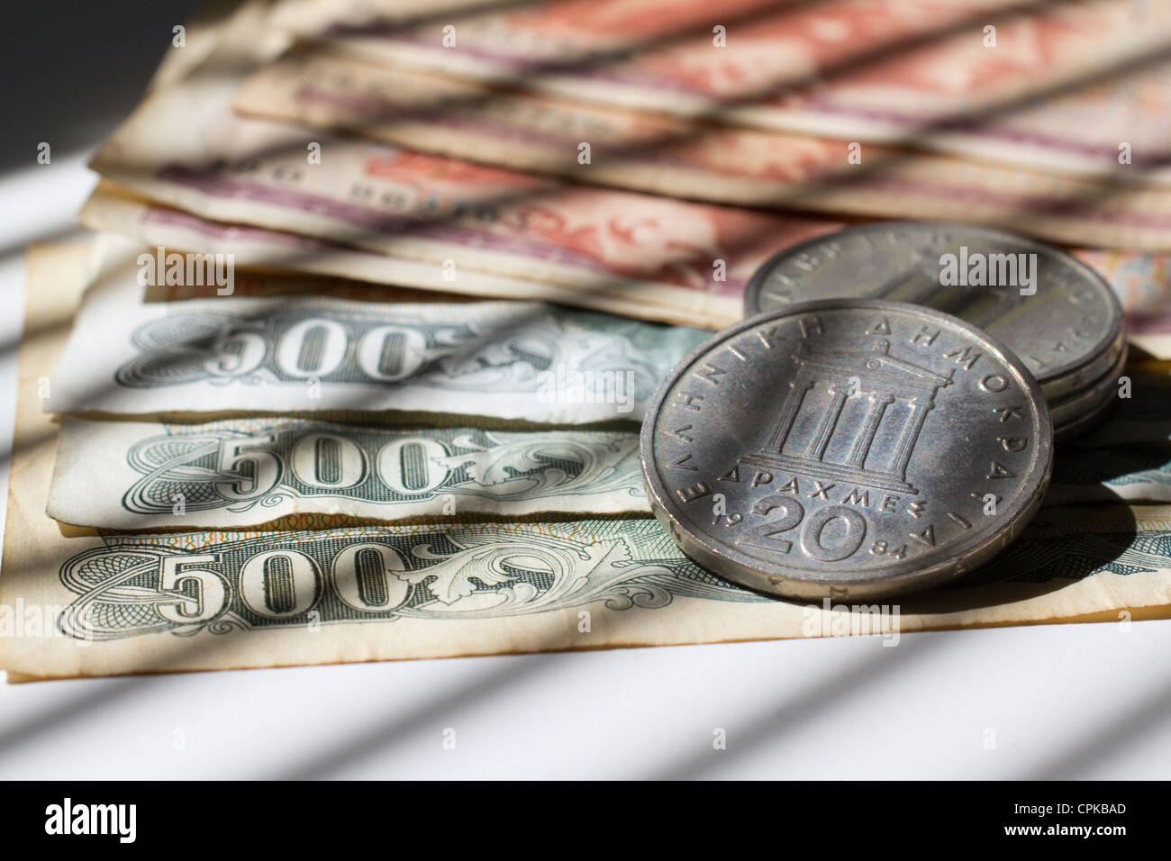 currency drachma drachmas money cash Drachmas are the previous currency of greece Stock Photo