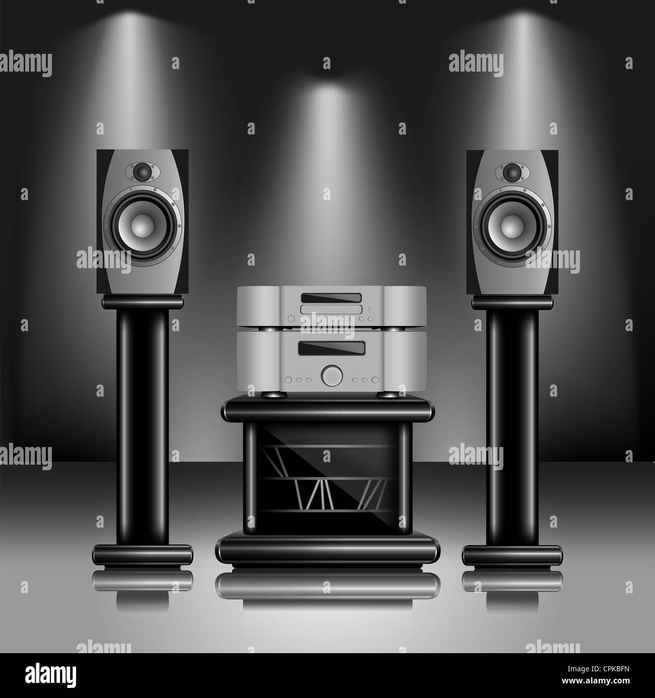 Hi-Fi audio sound system. Realistic eps10 vector illustration of modern music  equipment inside fashionable interior Stock Photo - Alamy