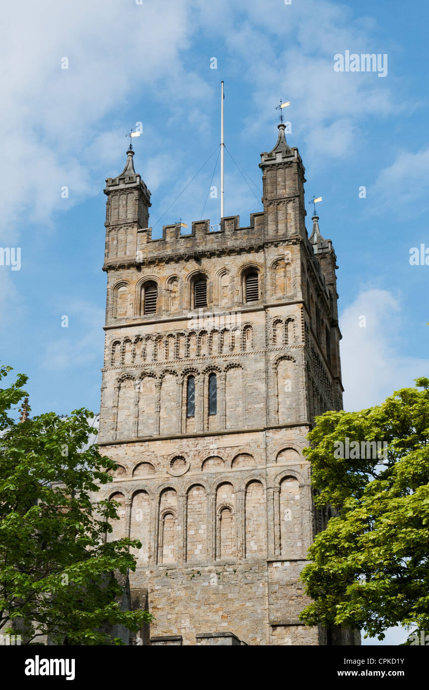 Cathedral Church of Saint Peter at Exeter / Exeter Cathedral tower. Devon. England Stock Photo