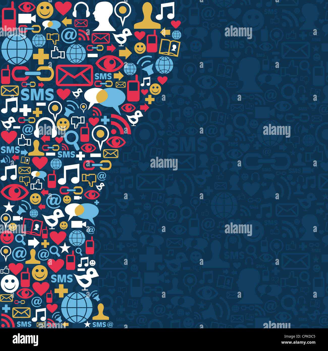 Social media icons set in wave shape layout. Vector file layered for ...