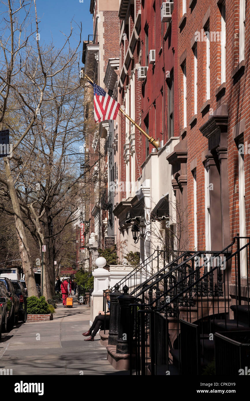 Brownstones in Greenwich Village, NYC Stock Photo