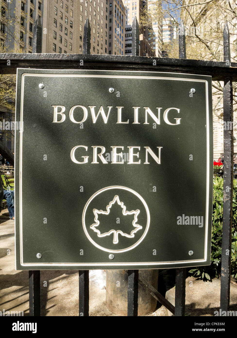 Bowling Green Sign, NYC Stock Photo