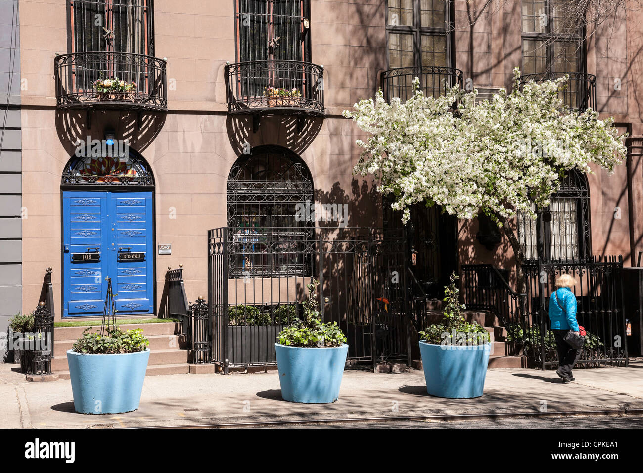 Brownstones on East 35th Street in the Murray Hill Neighborhood, NYC Stock Photo
