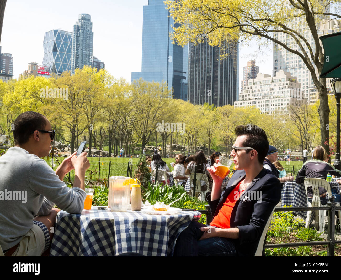 Men Dining, The Ball Fields Cafe, Central Park, NYC Stock Photo Alamy