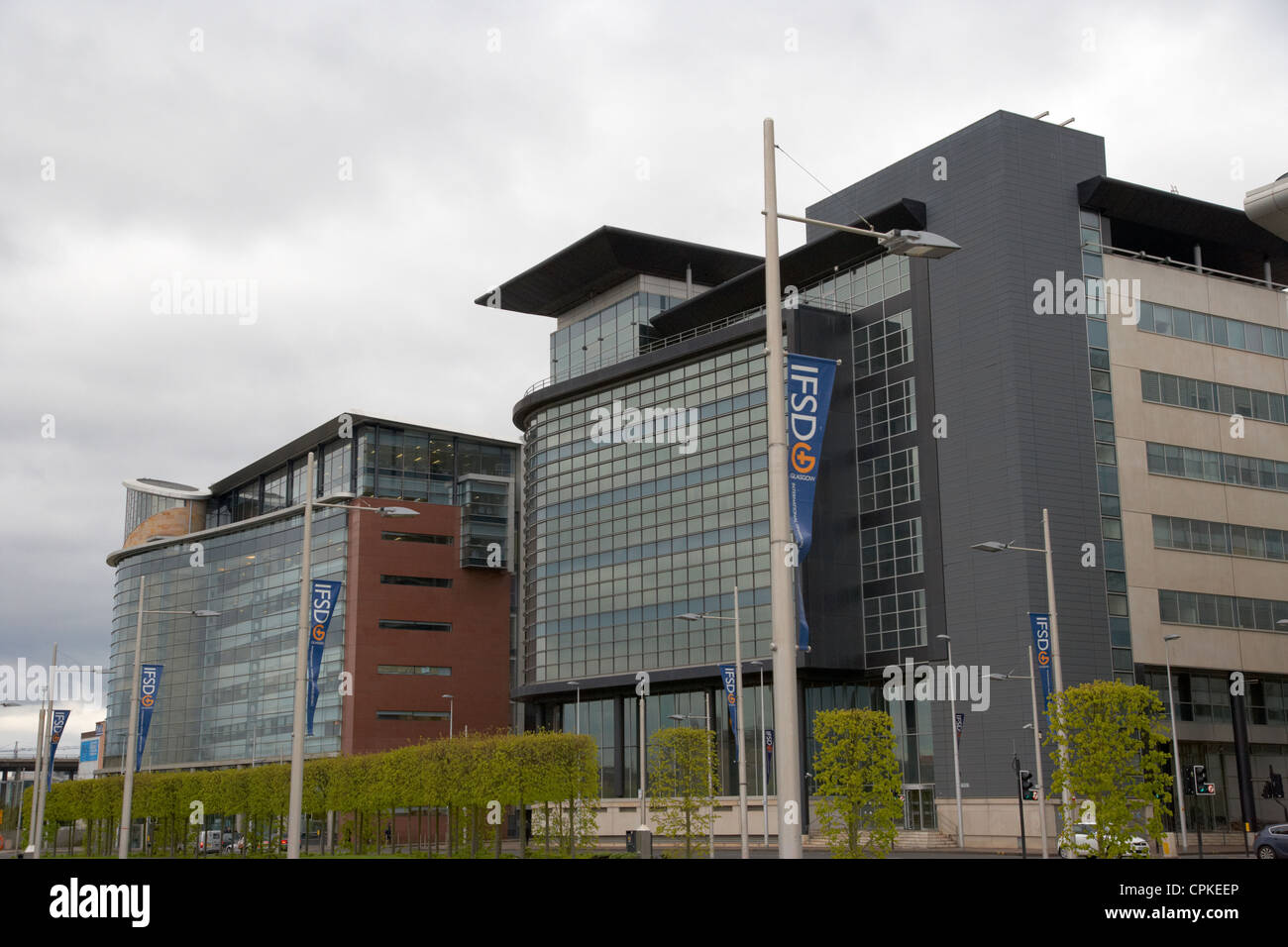 modern office buildings in the ifsd broomielaw under grey sky glasgow