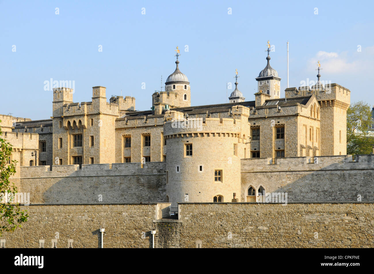 Tower of London north facing elevation seen in evening sunshine Stock Photo