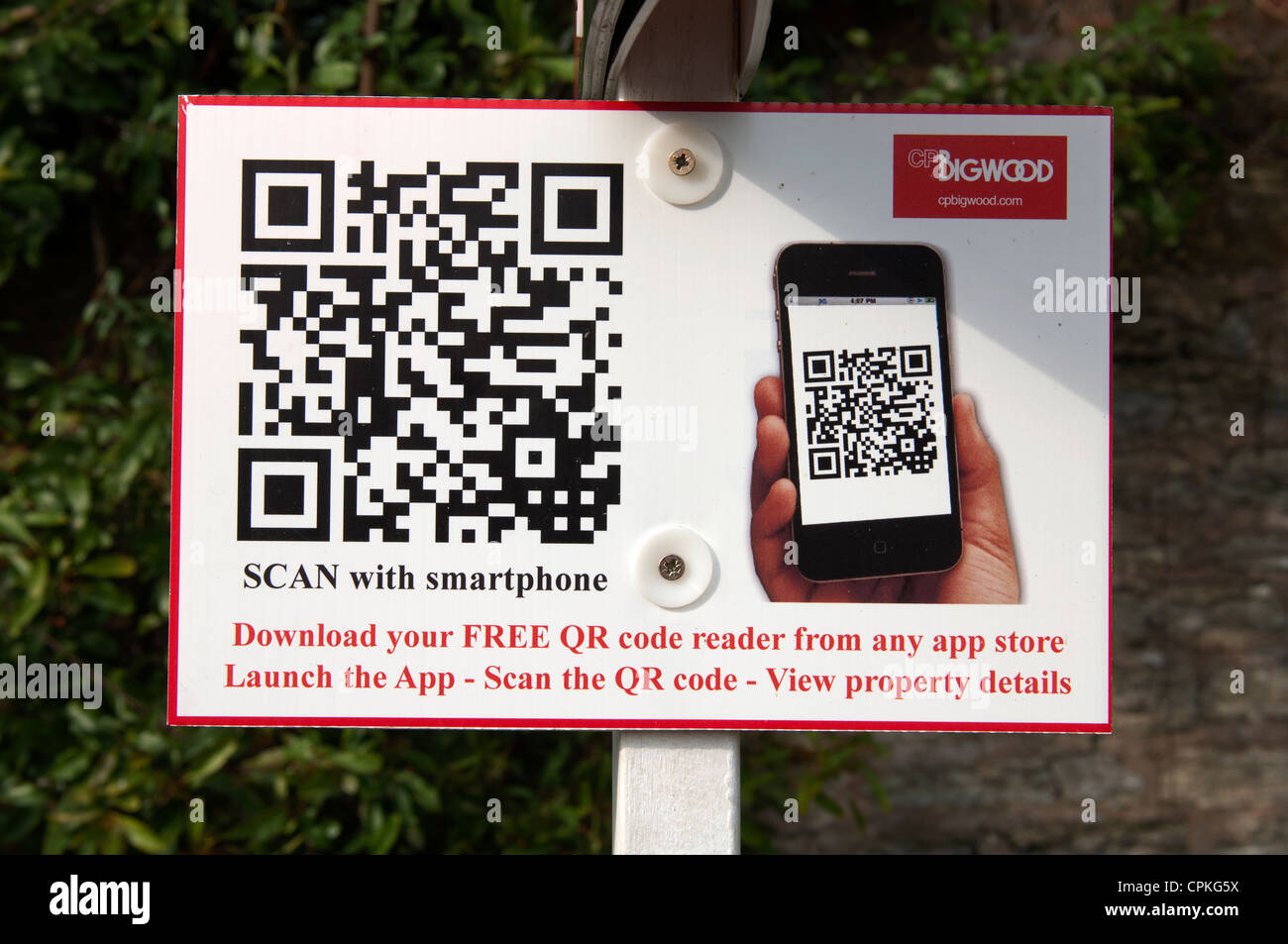 QR code on estate agents board Stock Photo