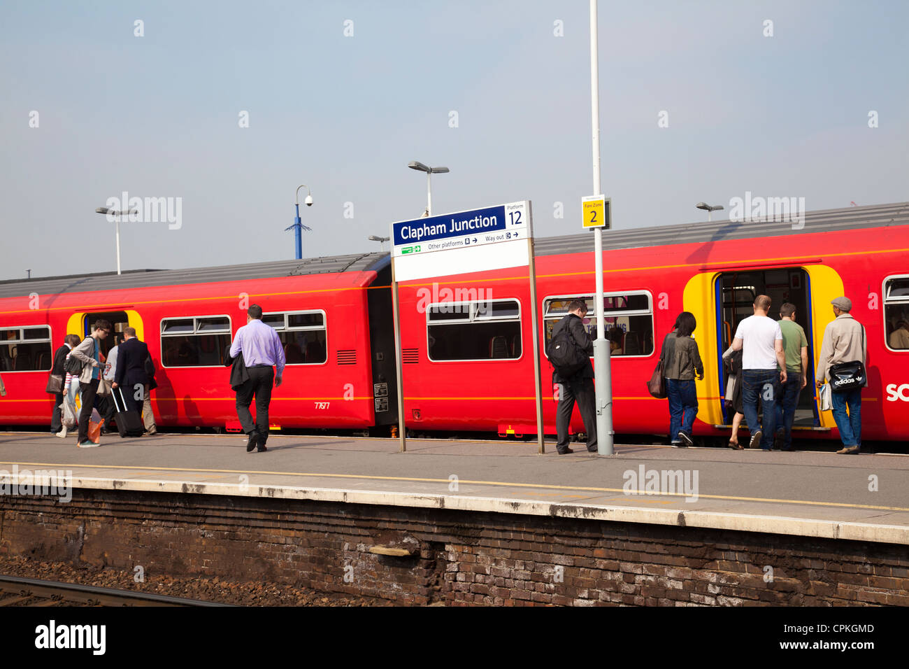 Clapham Junction Platform with South West Train London UK Stock