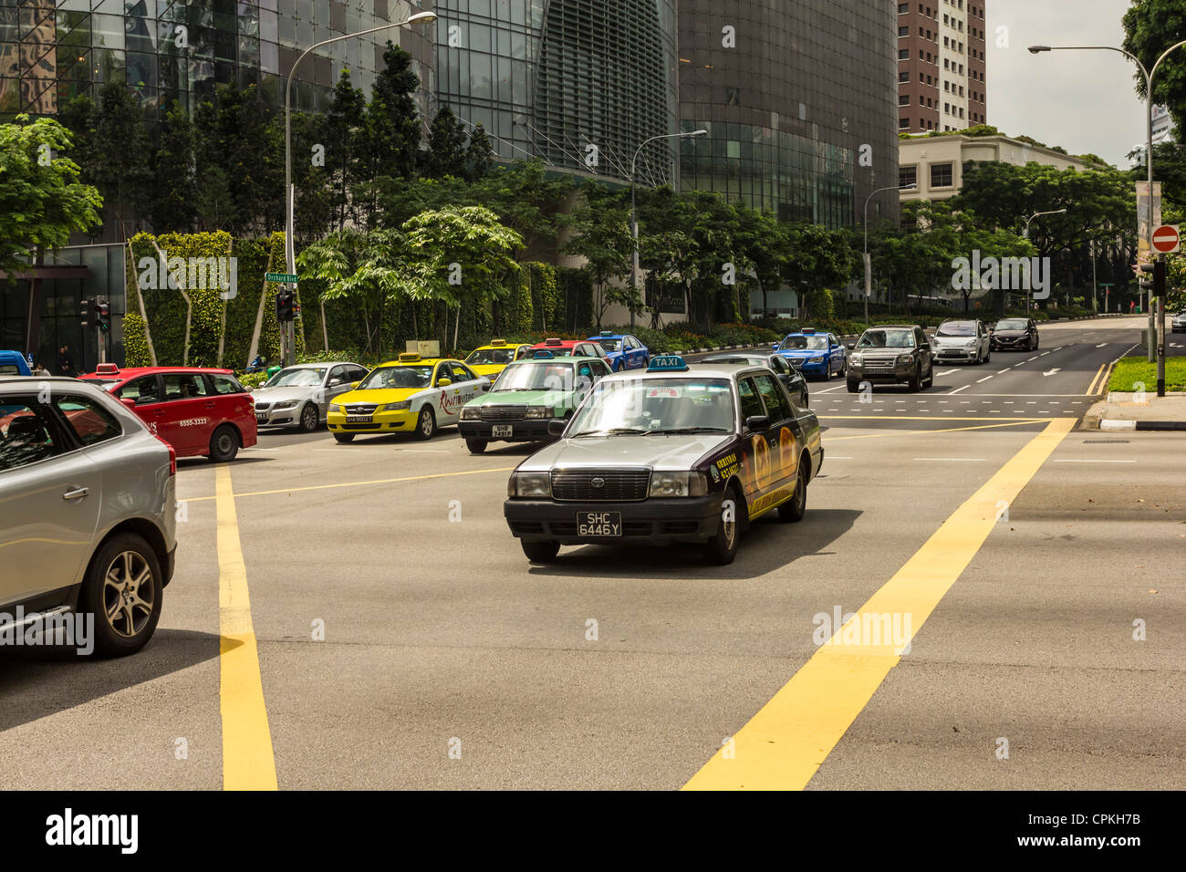 Traffic near Orchard Road Singapore Stock Photo