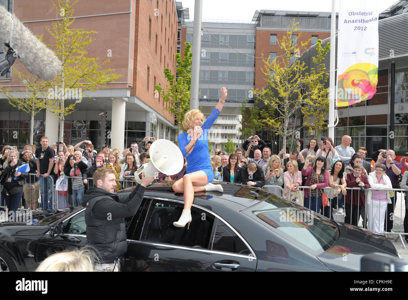 Geri Halliwell arrives as a judge for the X Factor auditions at The Echo Arena Liverpool Stock Photo