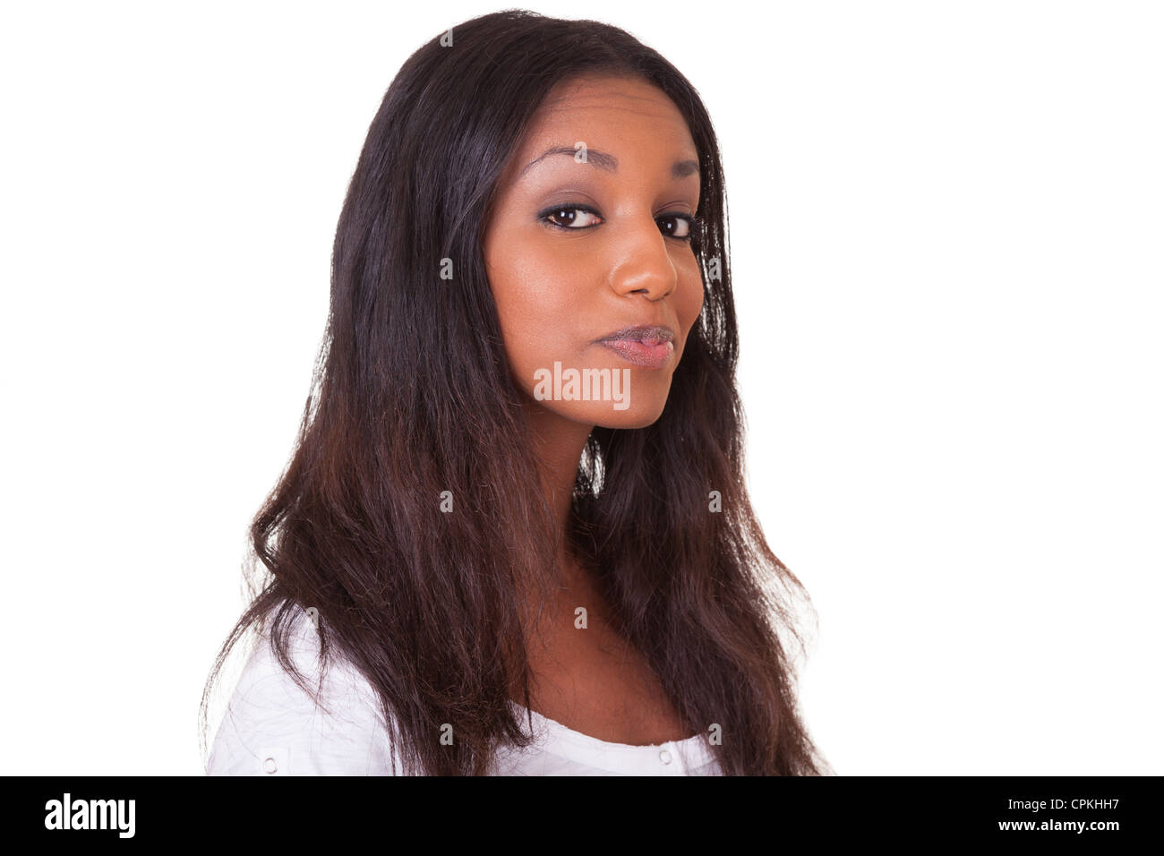 Closeup portrait of a young beautiful black woman Stock Photo - Alamy