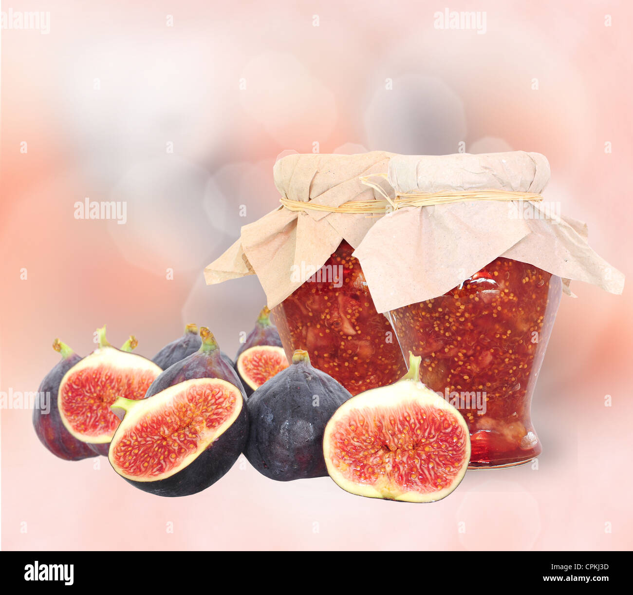 Fresh fig fruits and fig jam in jars Stock Photo Alamy