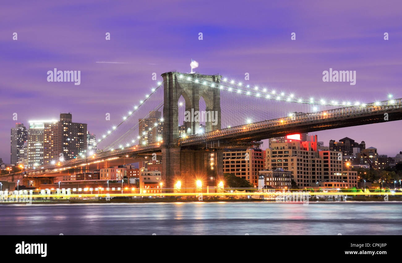 Famed Brooklyn Bridge Spanning the East River from Manhattan in New ...