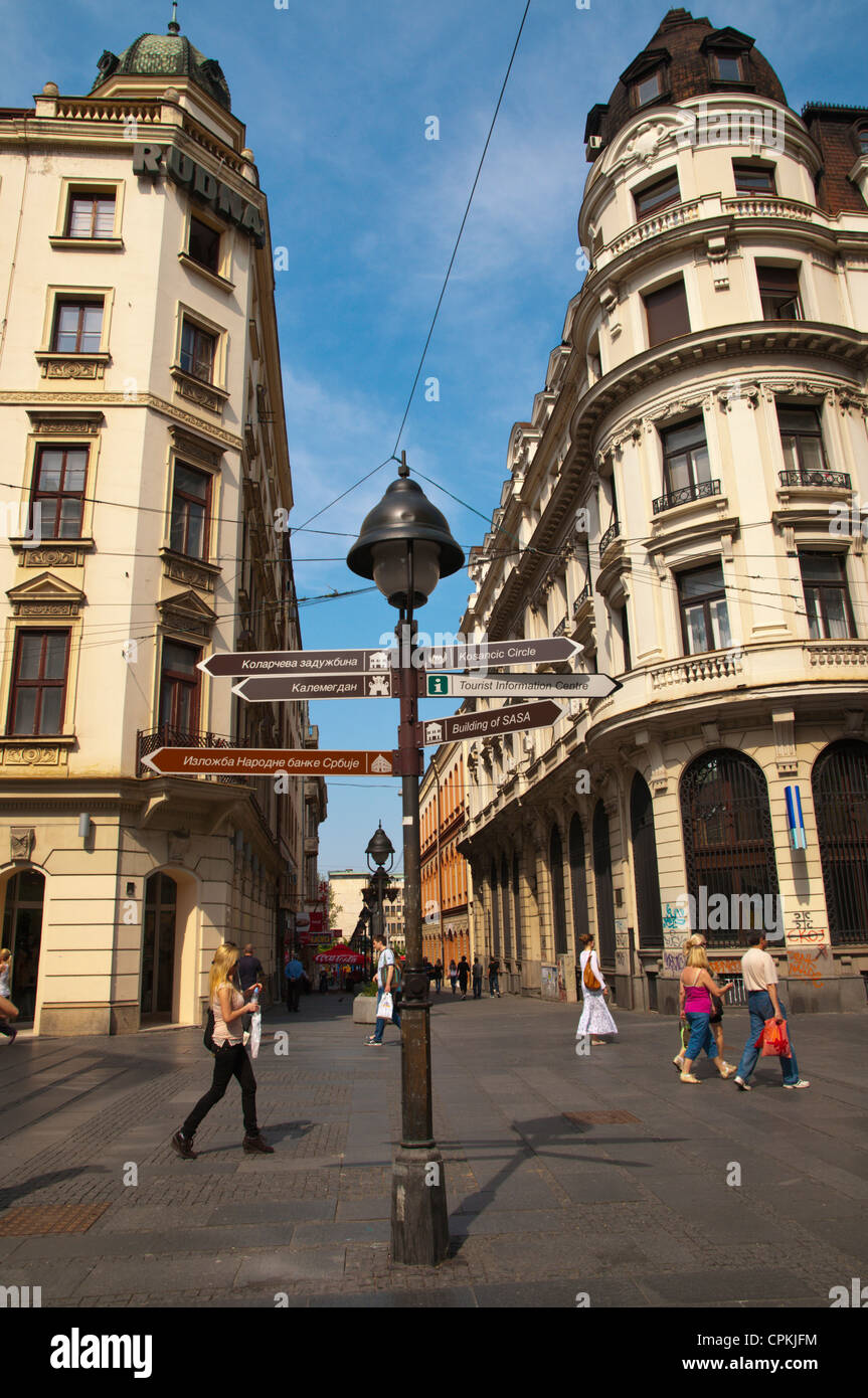 Knez Mihailova pedestrian street old town Belgrade Serbia Europe Stock Photo