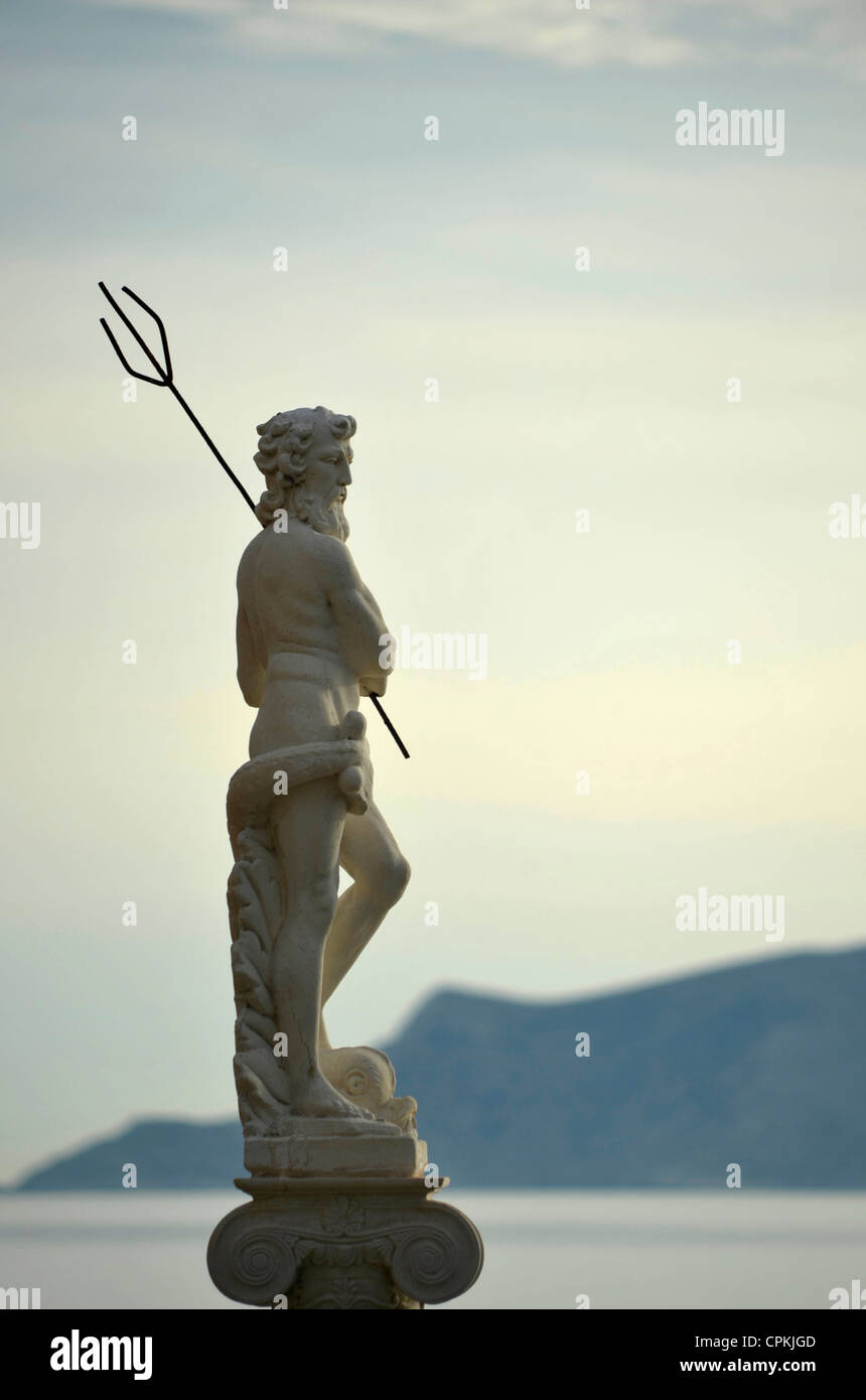 Statue of Poseidon at seaside, Samos Greece 2010. Stock Photo