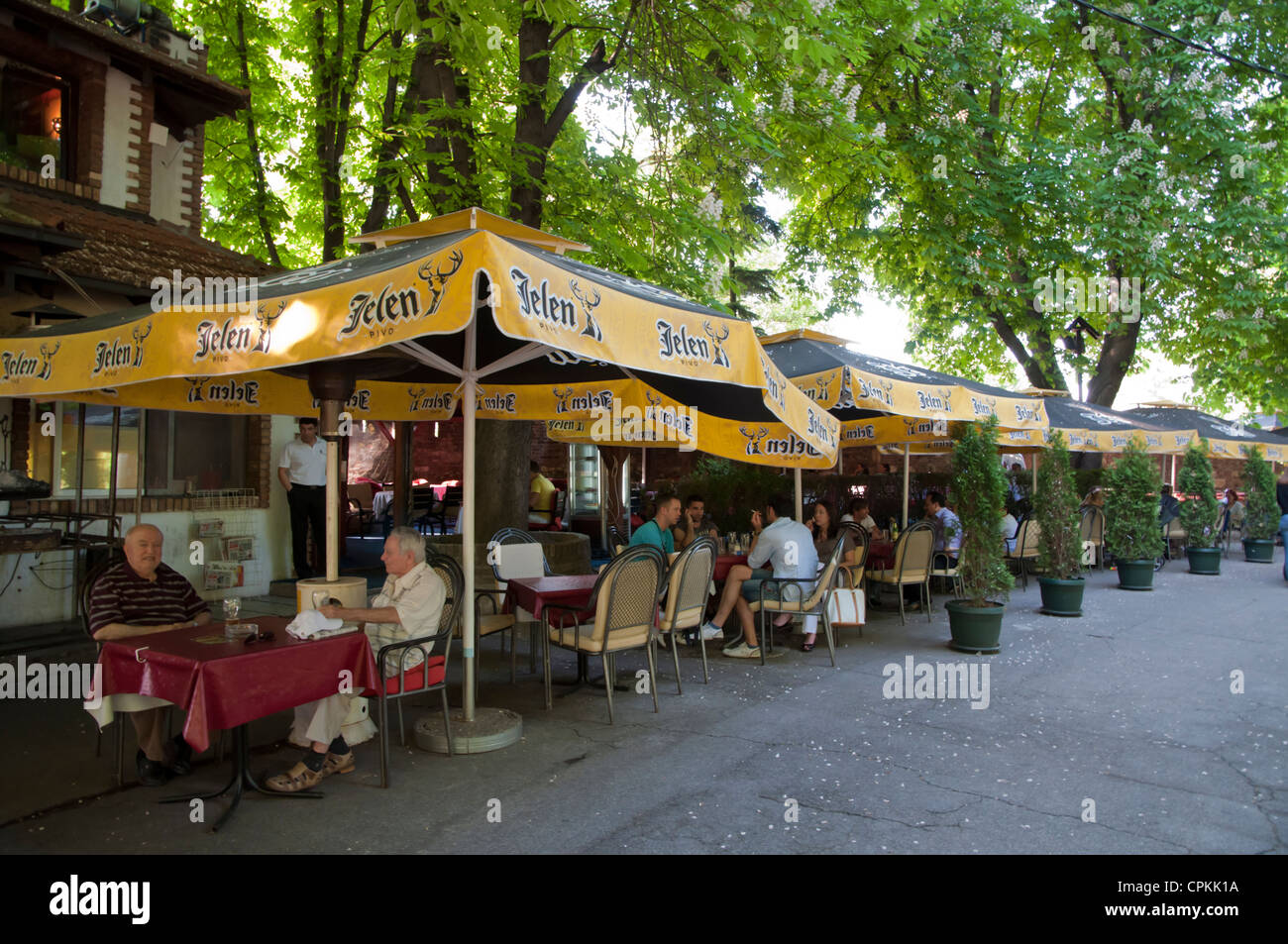 Restaurant terrace Kalemegdan park area central Belgrade Serbia Europe Stock Photo