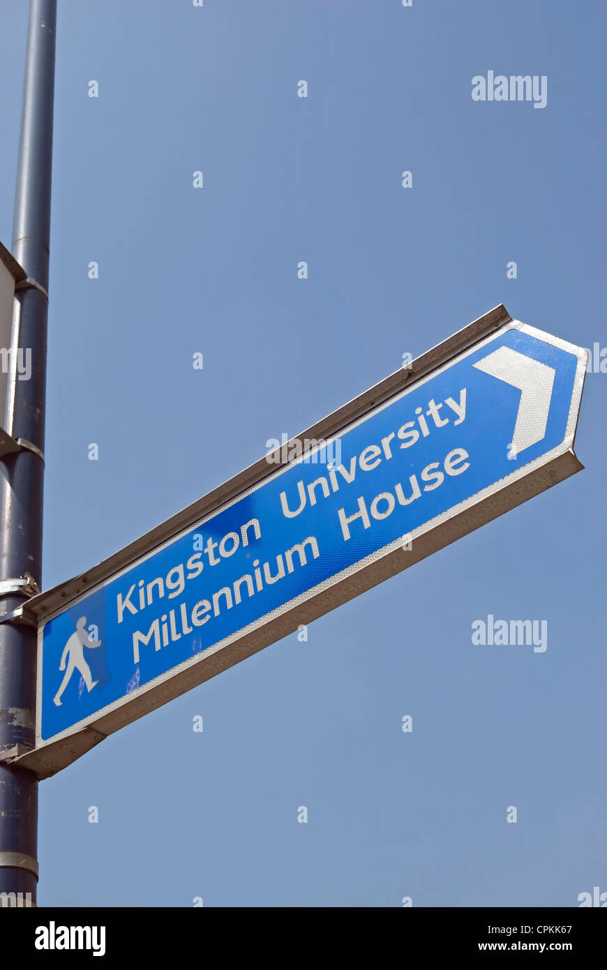 direction sign for kingston university's millennium house, kingston