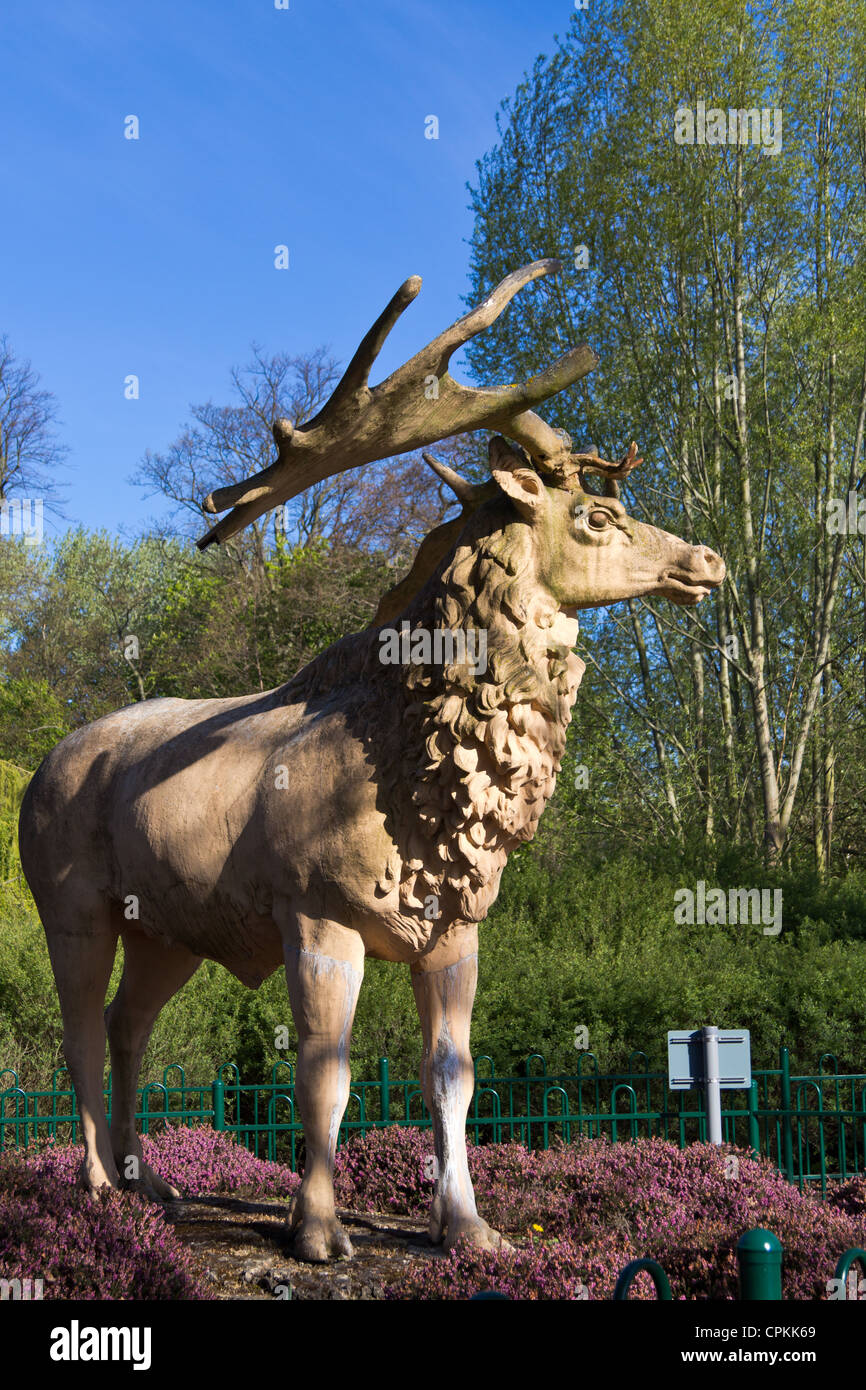 deer (related predecessor)  dinosaur statue at Crystal Palace park Stock Photo