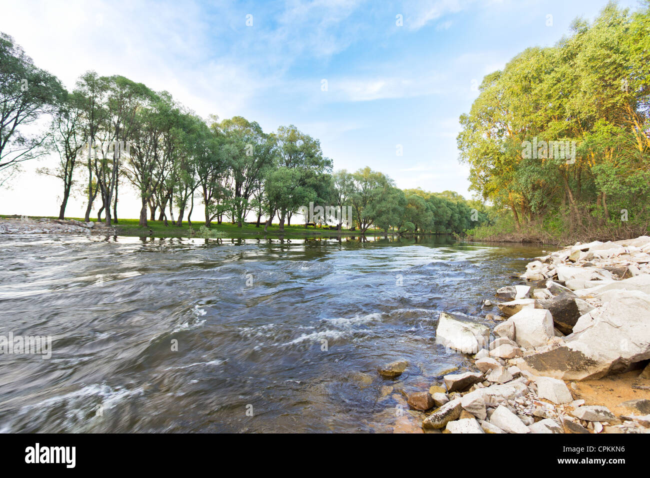 Dynamic river Lyubka in Ukraine, Putivl, Sumy region Stock Photo
