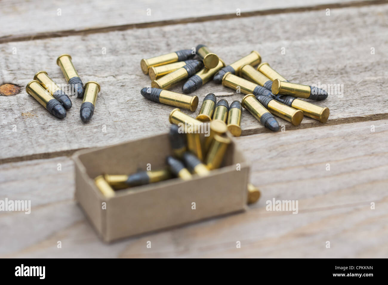 Small caliber ammunition in a pile Stock Photo