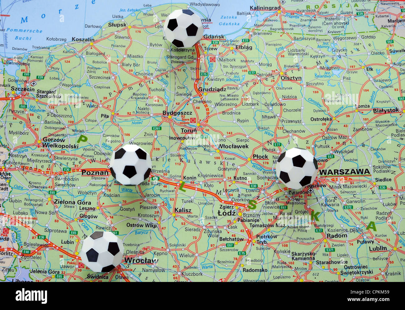 Polish city hosts the soccer, football tournament 2012 Stock Photo