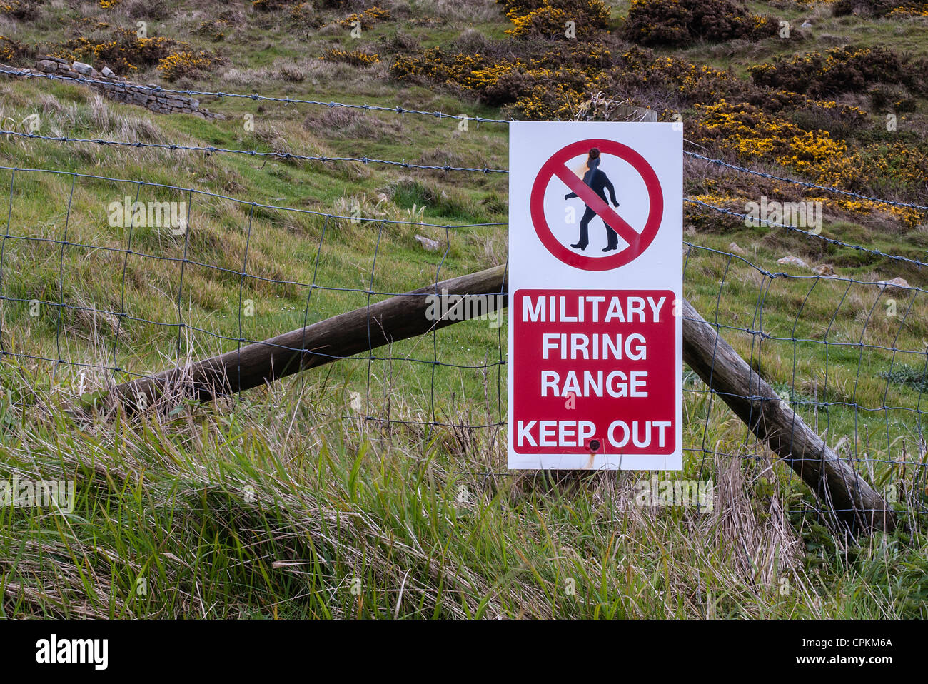 Military Firing Range, Keep Out, sign at Tyneham, Dorset, England,  UK Stock Photo