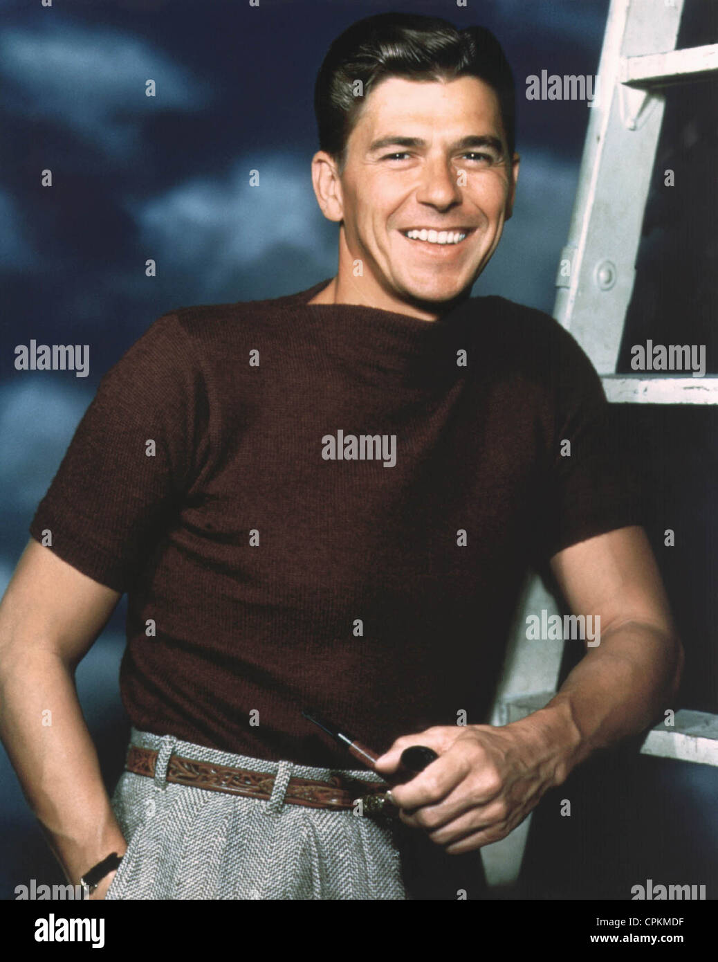 A color portrait of the film star Ronald Reagan pictured in Los Angeles in 1951 Stock Photo