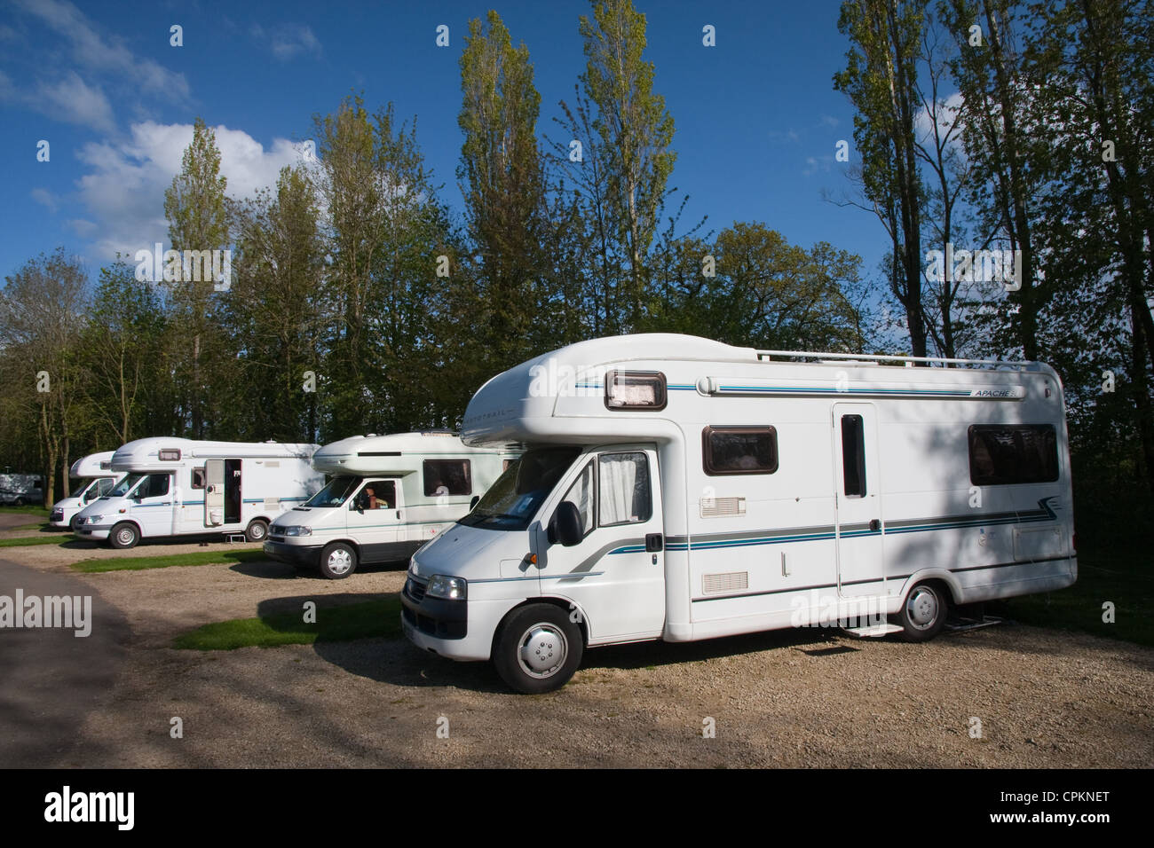 Motorhomes on Caravan Club site at MoretoninMarsh Stock Photo Alamy