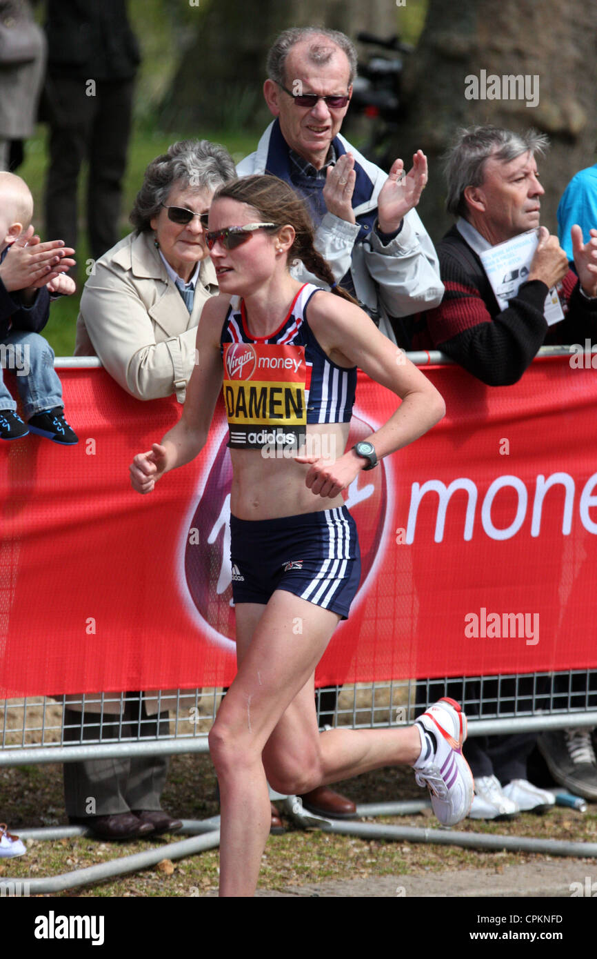 Louise Damen Great Britain in the womens 2012 Virgin London marathon Stock Photo