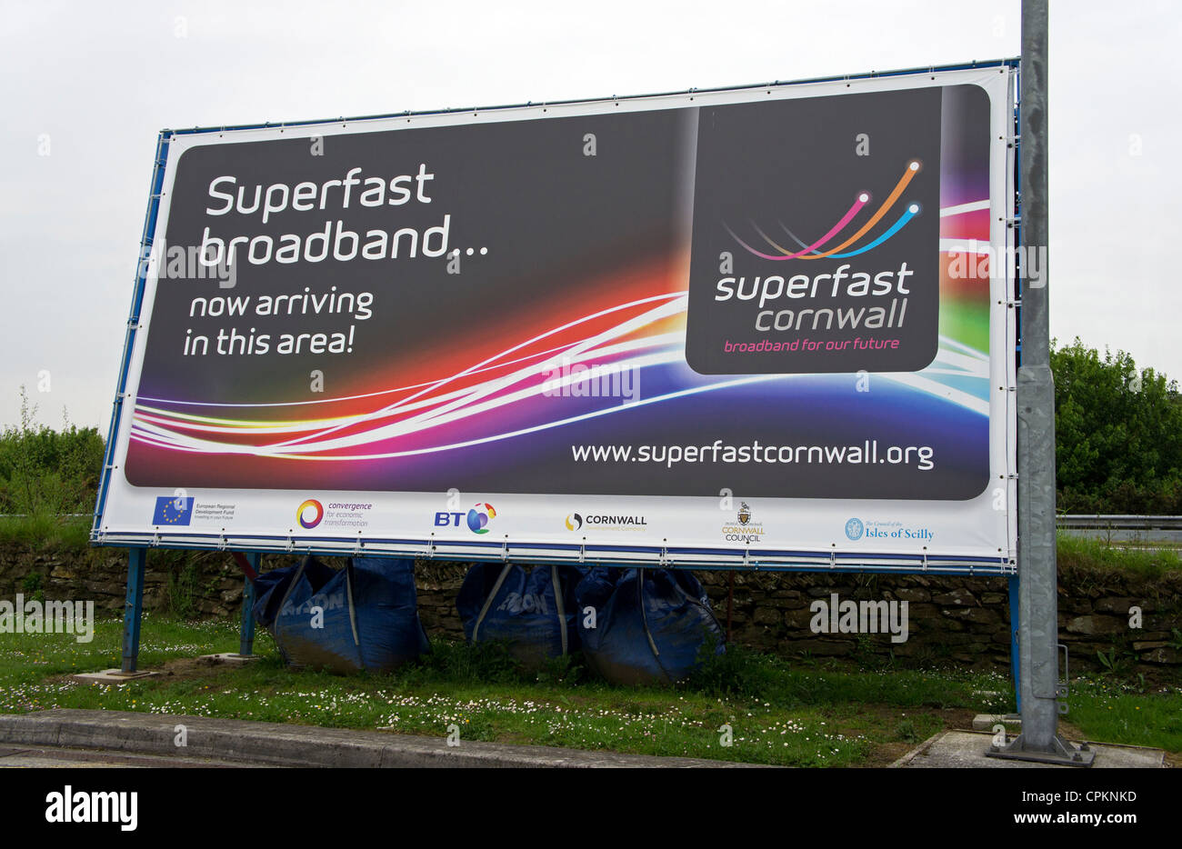 An advertising billboard for british " superfast broadband