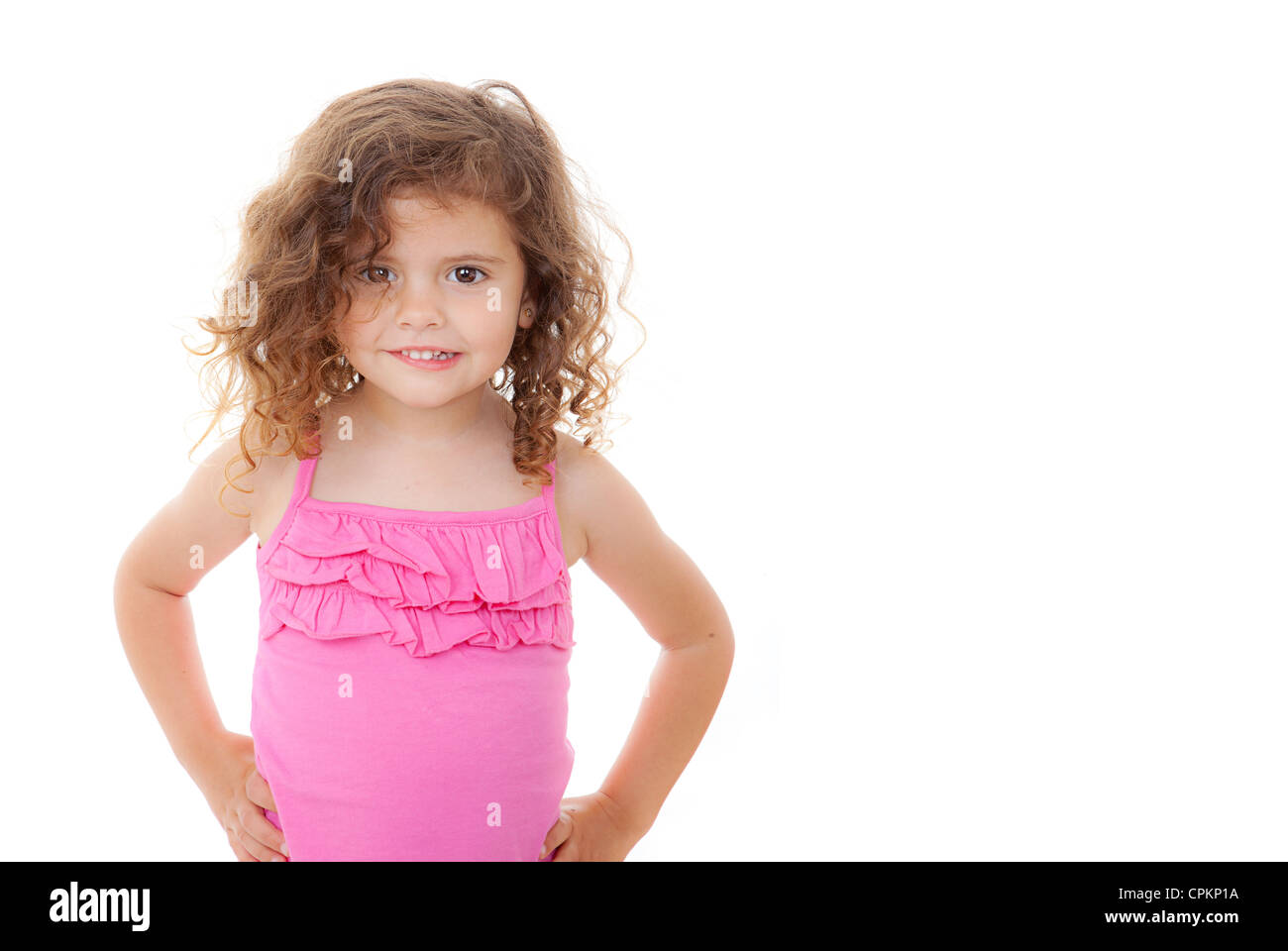 Cute Little Girl Child With Curly Hair Stock Photo 48377542