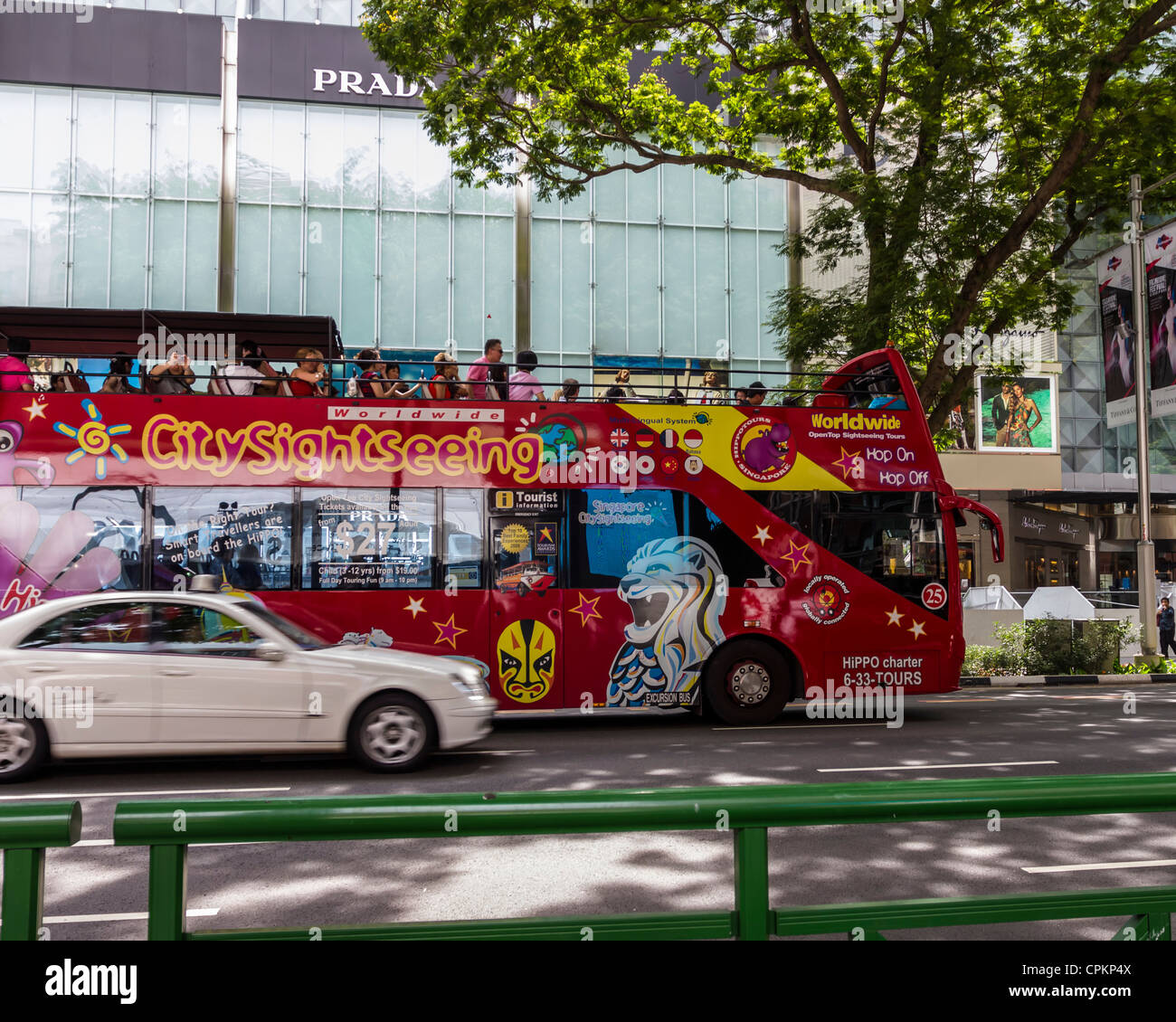 City Sightseeing tour bus on Orchard Road Singapore Stock Photo