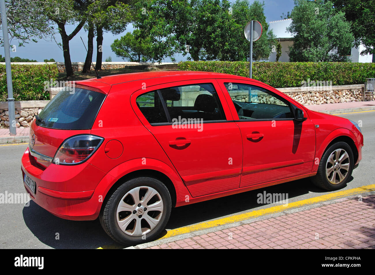 Opel Astra 1.6 Twinport car, Cala Santa Galdana, Menorca, Balearic Islands, Spain Stock Photo