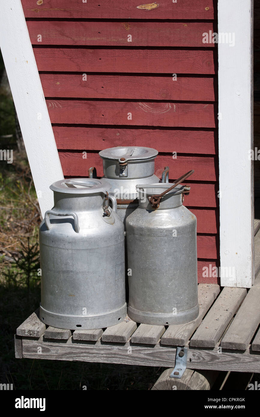 Metal milk containers Stock Photo - Alamy
