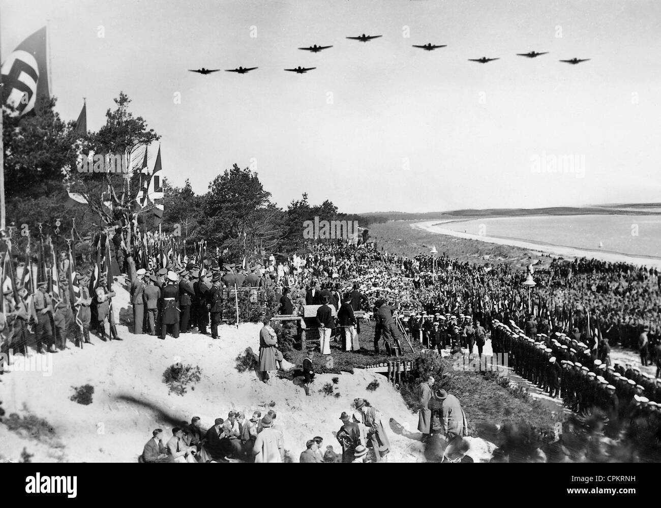 Cornerstone ceremony of the  KdF [Strength through Joy, Kraft durch Freude] beach resort of Prora on the island of Ruegen, 1936 Stock Photo