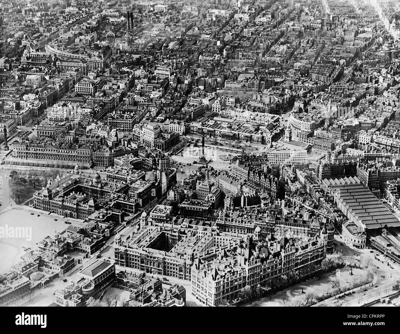 Aerial photograph of Trafalgar Square, 1937 Stock Photo