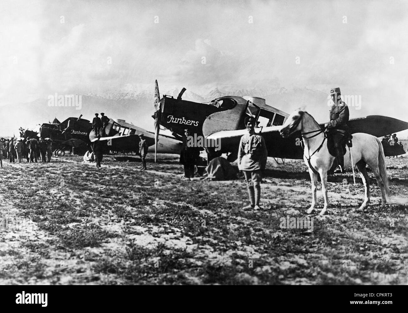 German Junkers F-13 at the Tehran airport, 1927 Stock Photo