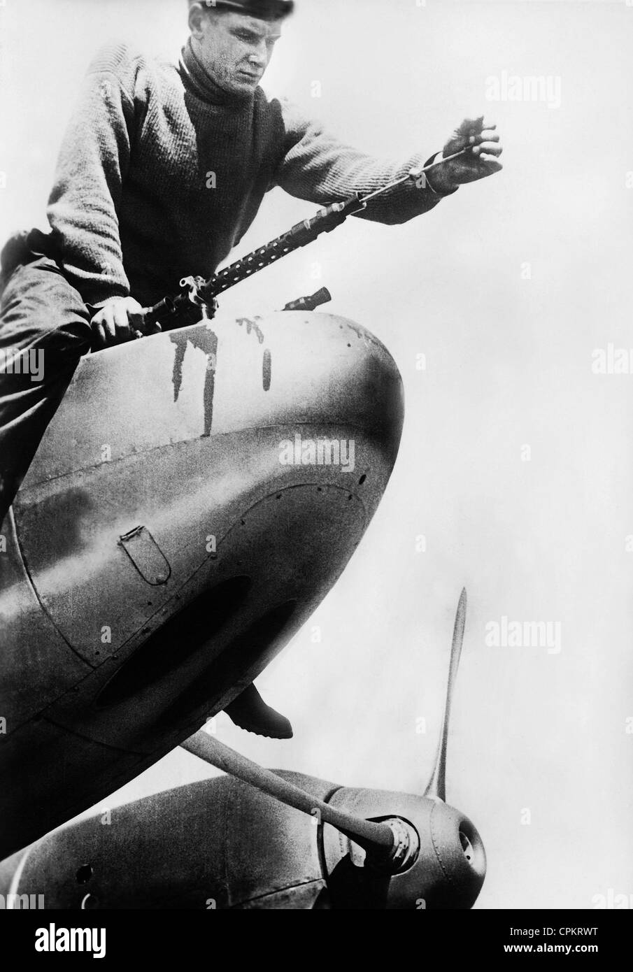 Warden on a German Messerschmitt Me 110 , 1940 Stock Photo