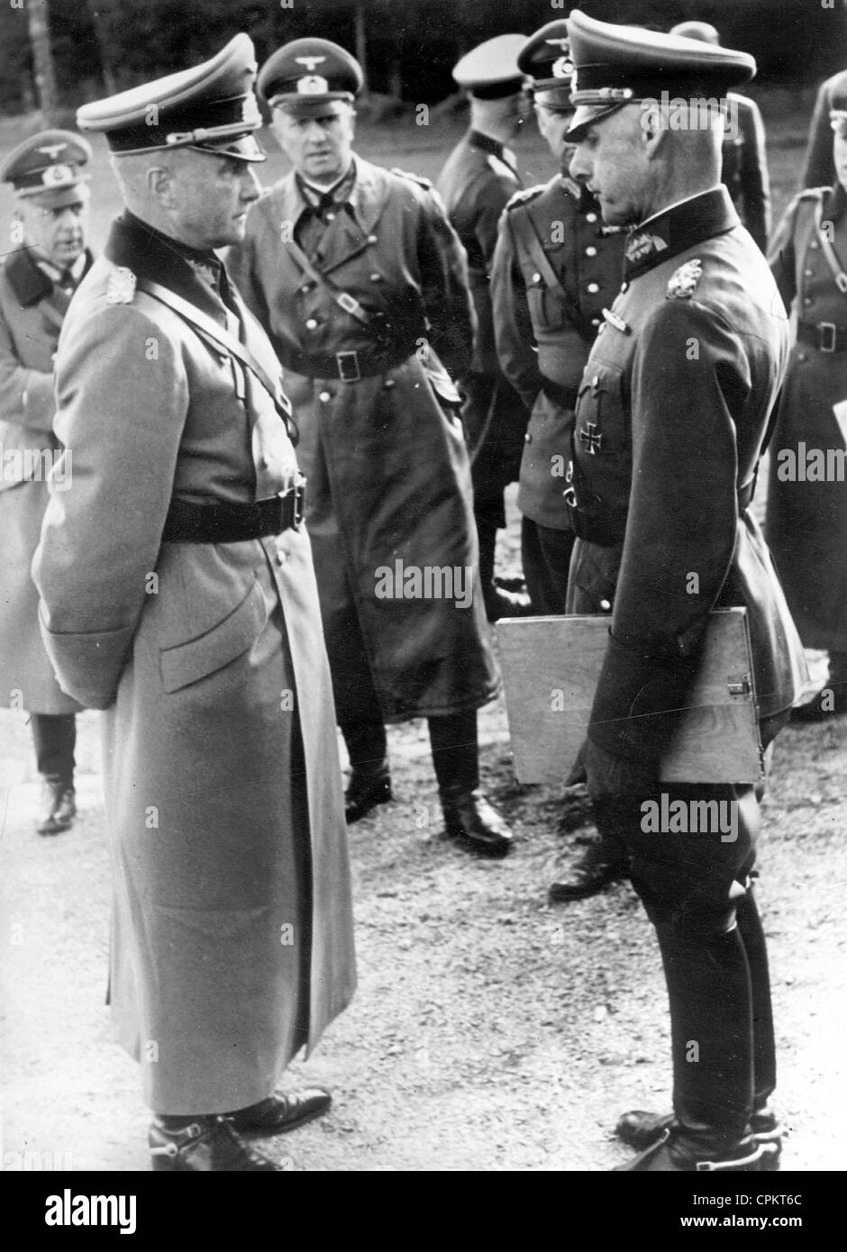 Walther von Brauchitsch speaking with Wilhelm Ritter von Leeb, 1938 Stock Photo