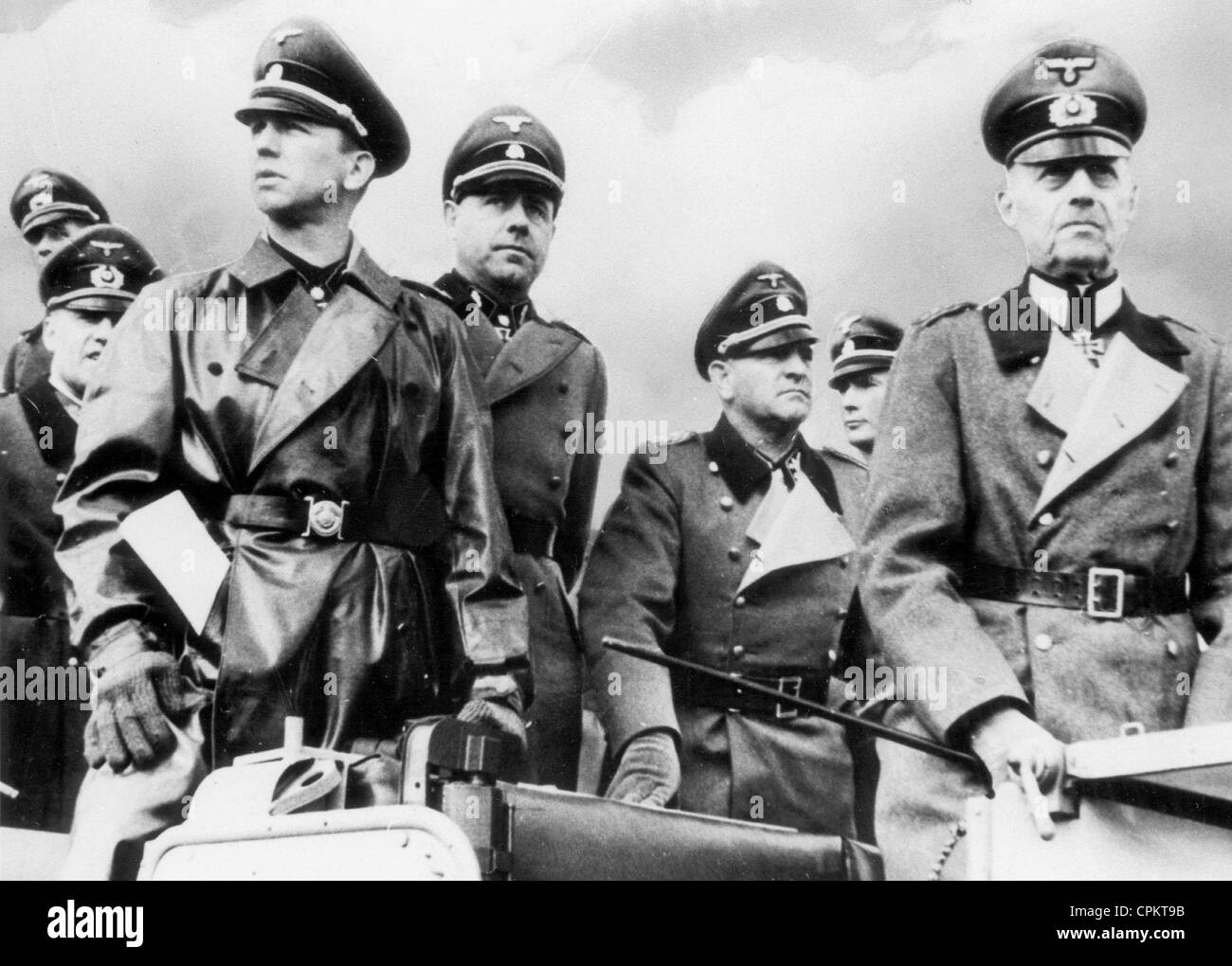 Gerd von Rundstedt, Sepp Dietrich and Franz Witt on the Siegfried line, 1944 Stock Photo