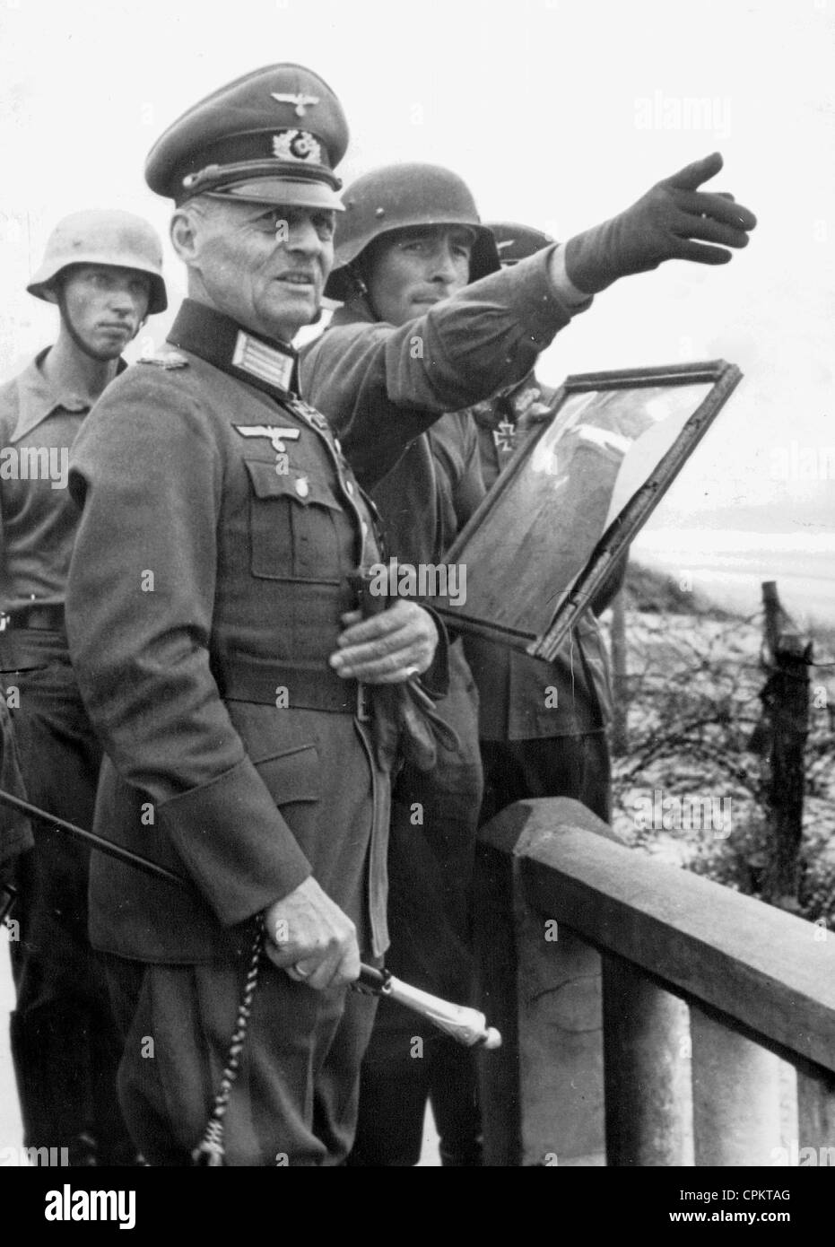 Inspection of the Atlantic Wall by General Field Marshall von Rundstedt, 1943 Stock Photo