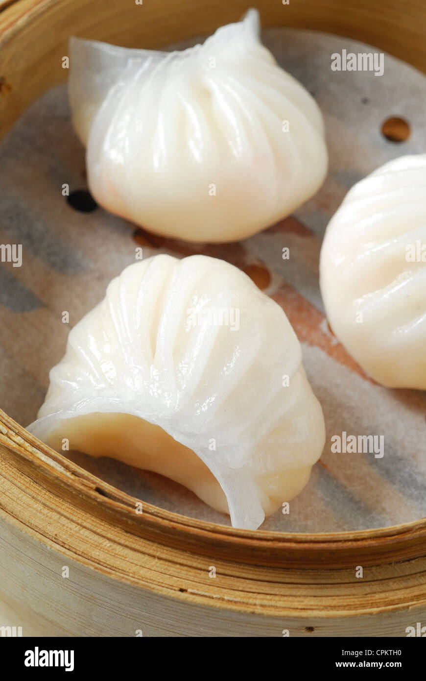 dim sum in bamboo basket Stock Photo