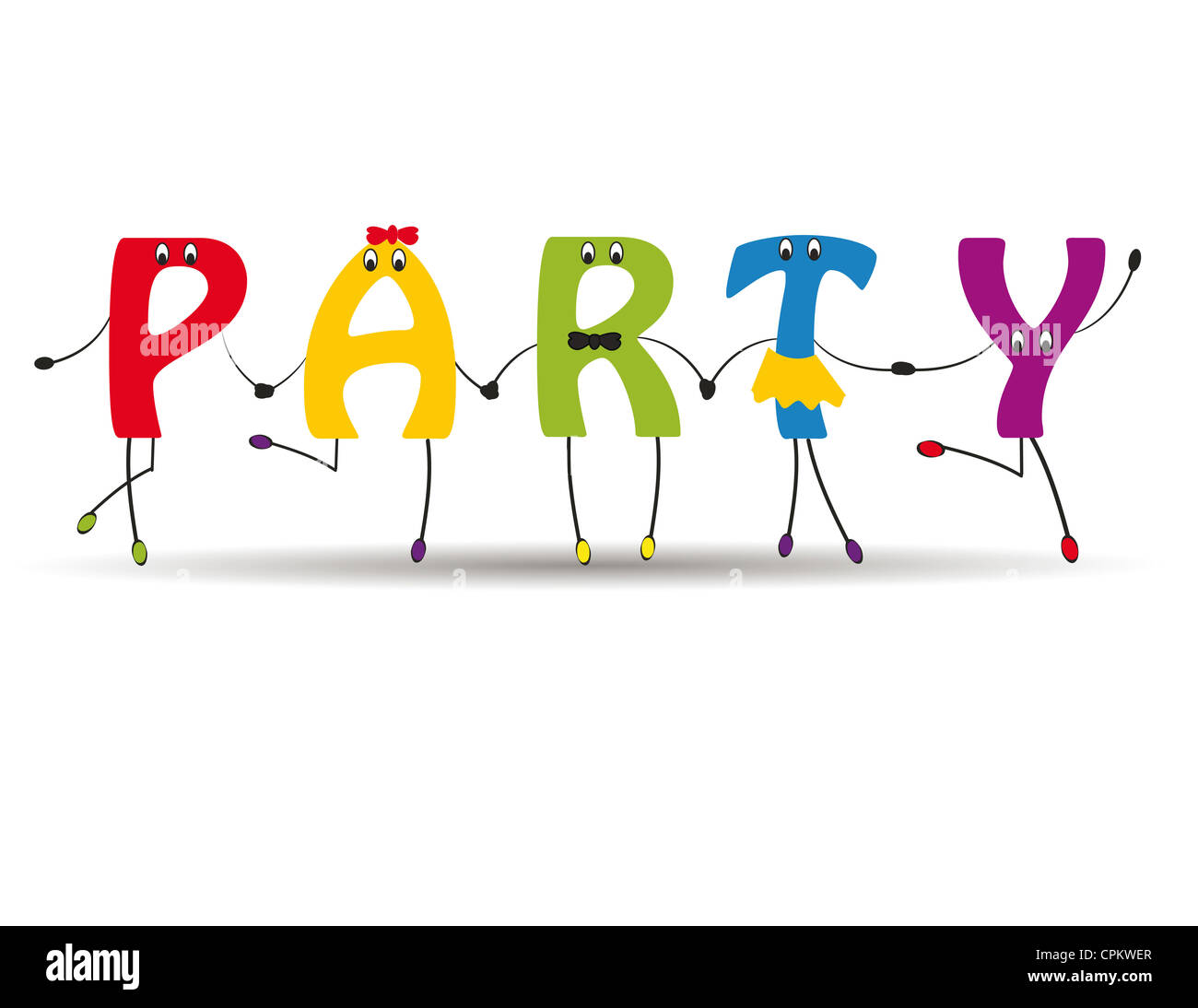 Word party with colorful and funny letters Stock Photo Alamy