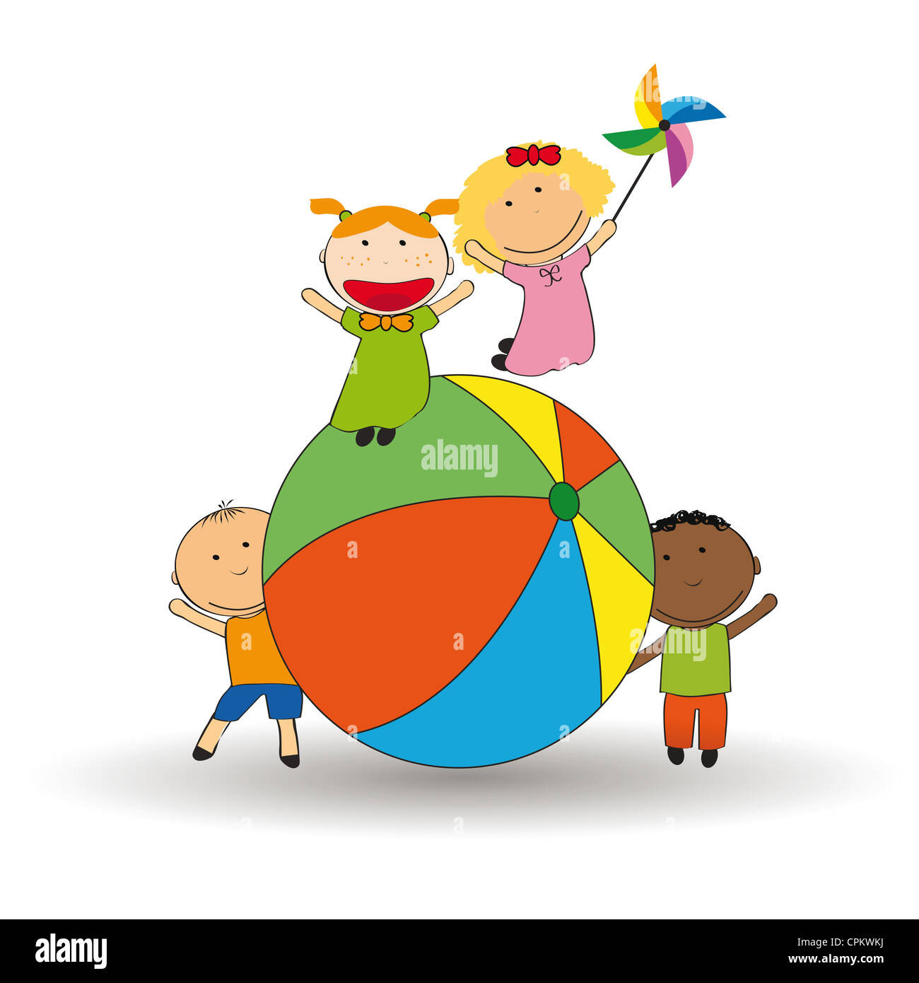 Happy and colorful kids playing with ball Stock Photo - Alamy